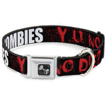 Dog Bone Seatbelt Buckle Collar - Zombies Y U NO DIE Black/White/Red