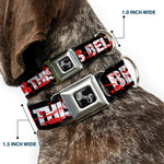 Dog Bone Seatbelt Buckle Collar - ZOMBIES RUINED THIS BELT Black/White/Red Splatter