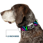 Dog Bone Seatbelt Buckle Collar - Zebra Black/Blue/Green/Pink/Purple