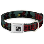 Dog Bone Seatbelt Buckle Collar - ZOMBIE KILLER Zombie March Green/Red/Black