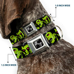 Dog Bone Seatbelt Buckle Collar - Zombie Expressions Black/Green/Red