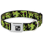 Dog Bone Seatbelt Buckle Collar - Zombie Expressions Black/Green/Red