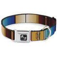 Load image into Gallery viewer, Dog Bone Seatbelt Buckle Collar - Zarape6 Vertical Stripe Gold/Blues/Black/Red