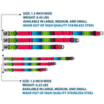 Dog Bone Seatbelt Buckle Collar - Zarape7 Vertical Pinks/Blues/Greens/Black