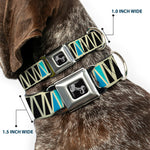 Dog Bone Seatbelt Buckle Collar - Zig Zag Doodle Cream/Black/Blues