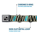 Load image into Gallery viewer, Dog Bone Seatbelt Buckle Collar - Zig Zag Doodle Cream/Black/Blues