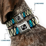 Dog Bone Seatbelt Buckle Collar - Zig Zag Doodle Black/Cream/Blues