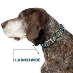 Dog Bone Seatbelt Buckle Collar - Zig Zag Doodle Black/Cream/Blues