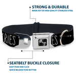 Dog Bone Seatbelt Buckle Collar - Zodiac ARIES/Constellation Black/White