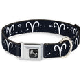 Load image into Gallery viewer, Dog Bone Seatbelt Buckle Collar - Zodiac Aries Symbol/Constellations Black/White