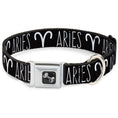 Load image into Gallery viewer, Dog Bone Seatbelt Buckle Collar - Zodiac ARIES/Symbol Black/White