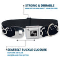 Load image into Gallery viewer, Dog Bone Seatbelt Buckle Collar - Zodiac Taurus Symbol/Constellations Black/White