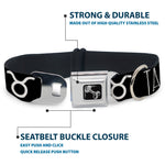 Dog Bone Seatbelt Buckle Collar - Zodiac TAURUS/Symbol Black/White