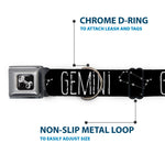 Dog Bone Seatbelt Buckle Collar - Zodiac GEMINI/Constellation Black/White