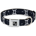 Load image into Gallery viewer, Dog Bone Seatbelt Buckle Collar - Zodiac Gemini Symbol/Constellations Black/White