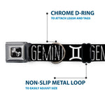 Dog Bone Seatbelt Buckle Collar - Zodiac GEMINI/Symbol Black/White