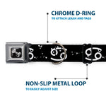 Dog Bone Seatbelt Buckle Collar - Zodiac Cancer Symbol/Constellations Black/White