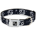 Load image into Gallery viewer, Dog Bone Seatbelt Buckle Collar - Zodiac Cancer Symbol/Constellations Black/White