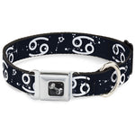 Dog Bone Seatbelt Buckle Collar - Zodiac Cancer Symbol/Constellations Black/White