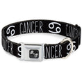 Load image into Gallery viewer, Dog Bone Seatbelt Buckle Collar - Zodiac CANCER/Symbol Black/White
