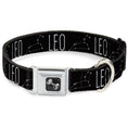 Load image into Gallery viewer, Dog Bone Seatbelt Buckle Collar - Zodiac LEO/Constellation Black/White