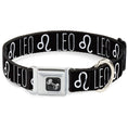 Load image into Gallery viewer, Dog Bone Seatbelt Buckle Collar - Zodiac LEO/Symbol Black/White