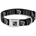 Dog Bone Seatbelt Buckle Collar - Zodiac VIRGO/Symbol Black/White