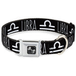 Dog Bone Seatbelt Buckle Collar - Zodiac LIBRA/Symbol Black/White