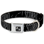Dog Bone Seatbelt Buckle Collar - Zodiac SCORPIO/Constellation Black/White