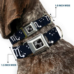 Dog Bone Seatbelt Buckle Collar - Zodiac Scorpio Symbol/Constellations Black/White