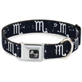 Load image into Gallery viewer, Dog Bone Seatbelt Buckle Collar - Zodiac Scorpio Symbol/Constellations Black/White