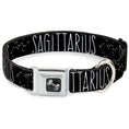 Load image into Gallery viewer, Dog Bone Seatbelt Buckle Collar - Zodiac SAGITTARIUS/Constellation Black/White