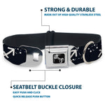 Dog Bone Black/Silver Seatbelt Buckle Collar - Zodiac Sagittarius Symbol/Constellations Black/White