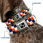 Dog Bone Seatbelt Buckle Collar - Checker Navy/Orange/White