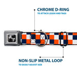 Dog Bone Seatbelt Buckle Collar - Checker Navy/Orange/White
