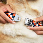 Dog Bone Seatbelt Buckle Collar - Checker Navy/Orange/White