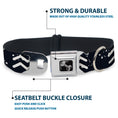 Load image into Gallery viewer, Dog Bone Black/Silver Seatbelt Buckle Collar - Zodiac Aquarius Symbol/Constellations Black/White
