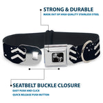 Dog Bone Black/Silver Seatbelt Buckle Collar - Zodiac Aquarius Symbol/Constellations Black/White