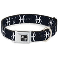 Load image into Gallery viewer, Dog Bone Seatbelt Buckle Collar - Zodiac Pisces Symbol/Constellations Black/White