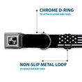 Load image into Gallery viewer, Dog Bone Black/Silver Seatbelt Buckle Collar - Americana Flag/WE THE PEOPLE Black/White