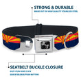 Load image into Gallery viewer, Dog Bone Black/Silver Seatbelt Buckle Collar - Arizona Flag Red/Yellow/Gold/Blue
