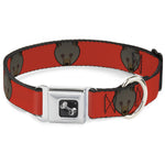 Dog Bone Seatbelt Buckle Collar - Brown Bear Repeat Orange