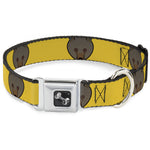 Dog Bone Seatbelt Buckle Collar - Brown Bear Repeat Yellow