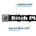 Buckle-Down Seatbelt Buckle Dog Collar - BITCH PLEASE Black/White