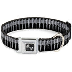 Dog Bone Black/Silver Seatbelt Buckle Collar - Printed Bullets Pattern Black/Gray
