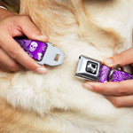 Dog Bone Seatbelt Buckle Collar - Bandana/Skulls Purple/White