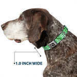 Dog Bone Seatbelt Buckle Collar - Bandana/Skulls Irish Green/White
