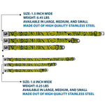 Dog Bone Seatbelt Buckle Collar - Bandana/Skulls Green/Gold