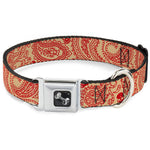 Dog Bone Seatbelt Buckle Collar - Bandana/Skulls Gold/Scarlet Red