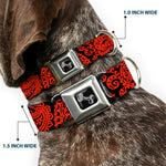 Dog Bone Seatbelt Buckle Collar - Bandana/Skulls Black/Orange